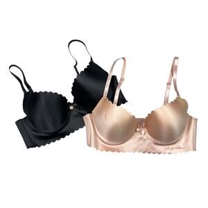 Marilyn Monroe Balconette Underwire Padded Push Up Bra Set of 2 Pink Black 34B